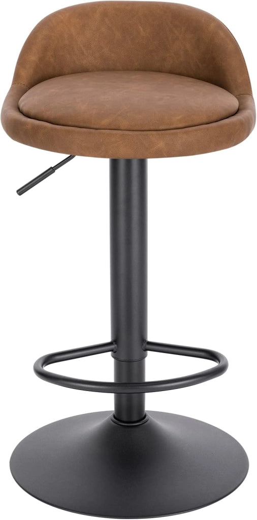 Sgabelli da Cucina in similpelle con Poggiapiedi Sgabelli da Bar Moderni per Bancone Penisola Sedie Alte Girevoli Altezza Seduta Regolabile 61-82cm, Marrone 2 Pezzi 0914BY-2