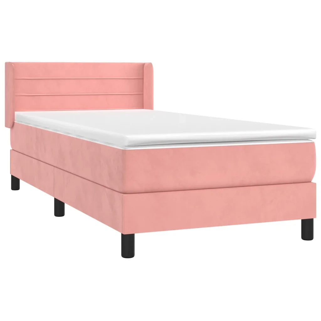 Giroletto a Molle con Materasso-Struttura Letto Rosa 80x200 cm in Velluto 819526
