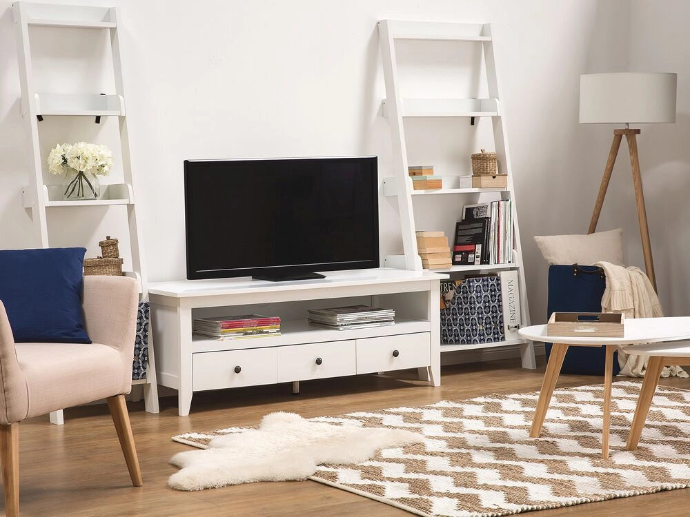 Mobile TV Bianco TV Fino a 61ʺ Consigliato 3 cassetti Gestione cavi Rustico