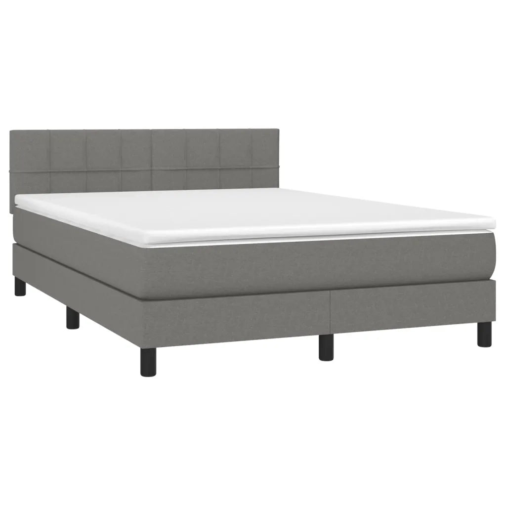 Giroletto a Molle con Materasso Grigio Scuro 140x200cm Tessuto