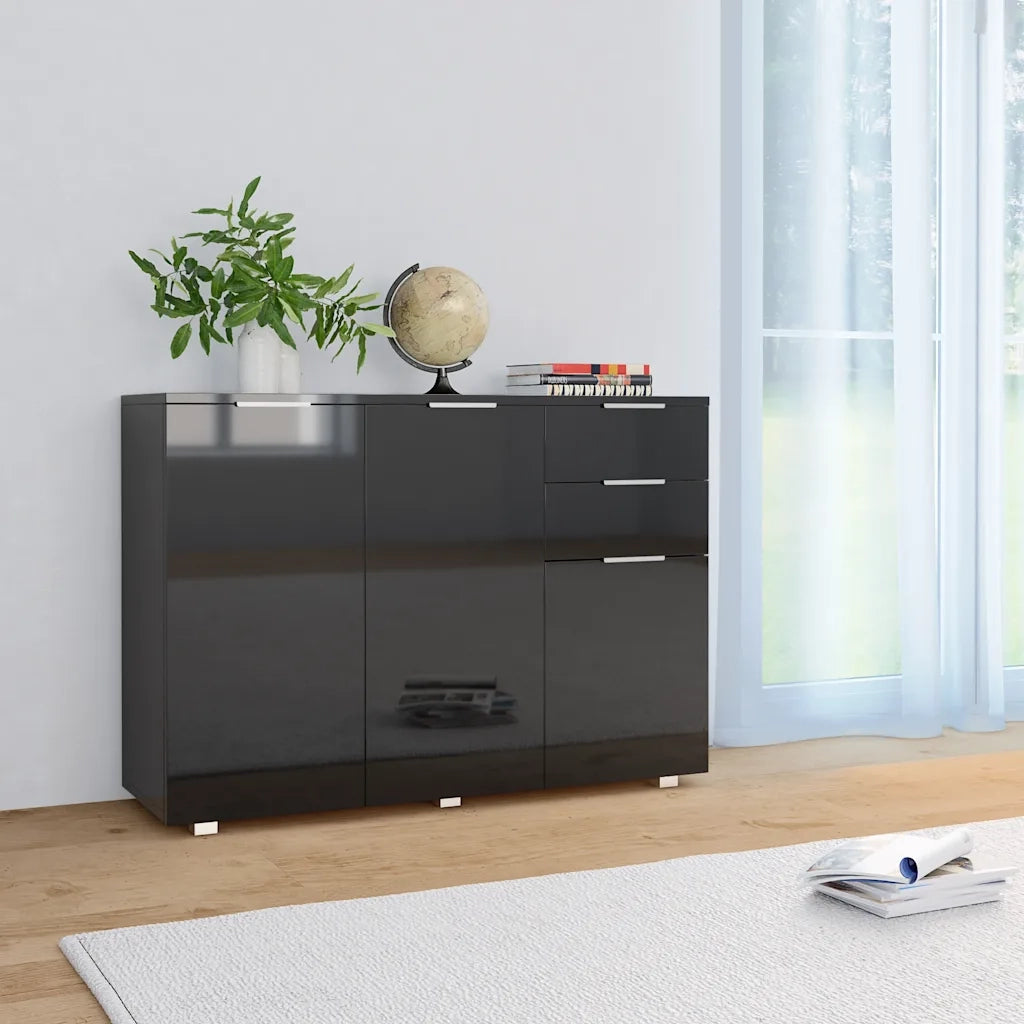 Credenza | Madia | Buffet da pranzo | Armadio da pranzo Nero Lucido 107x35x80,5 cm