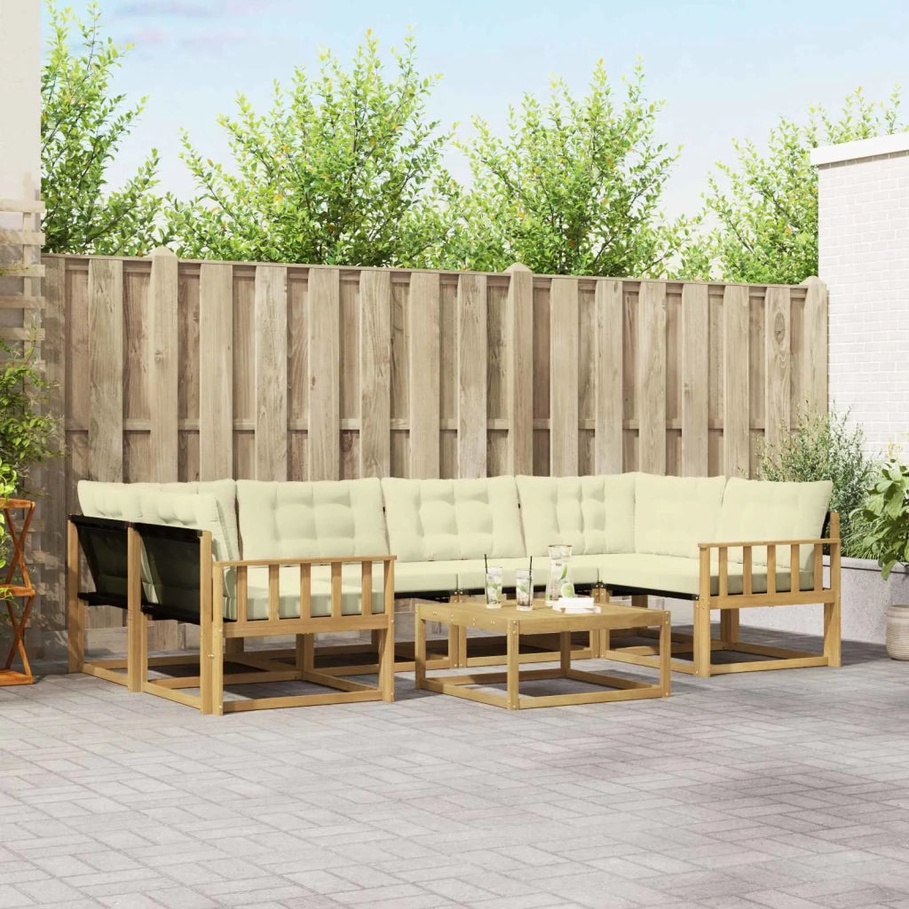 Set di divani da esterno 7 pcs Bianco e Crema 79 x 79 x 37 cm 3388464