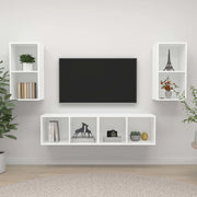 Mobile TV a Parete 4 pz Bianco in Truciolato 3079871