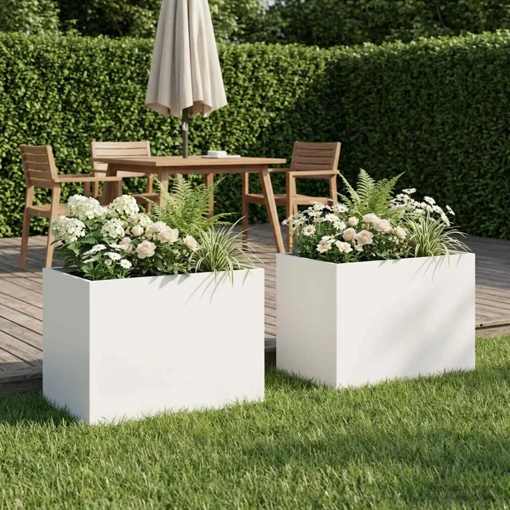 Vaso da giardino 2 pz Bianco 40 x 30 x 30 cm 8005193