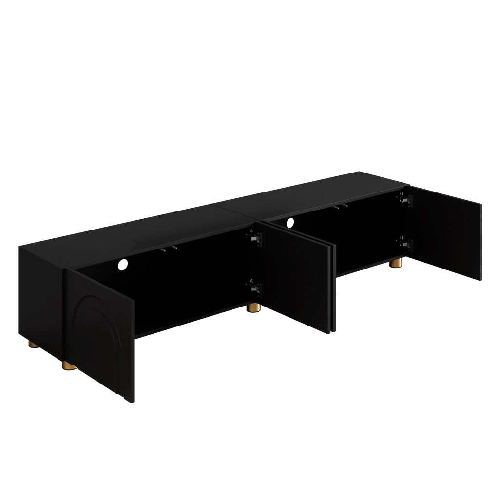 Mobile TV Lowboard con Ante e Rilievo ad Arco ¨C MINIMAL ¨C Metallo, Soggiorno