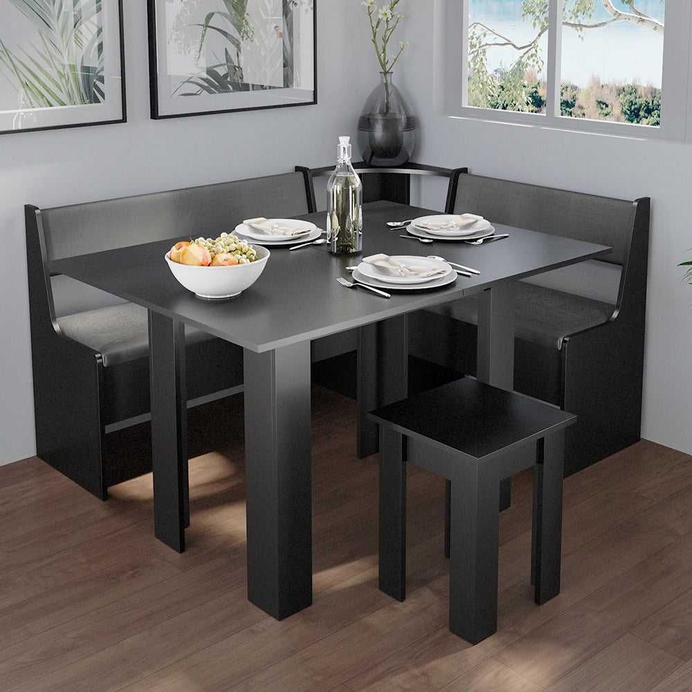 Vicco Tavolo da pranzo con sedia Nero 90 x 60 cm