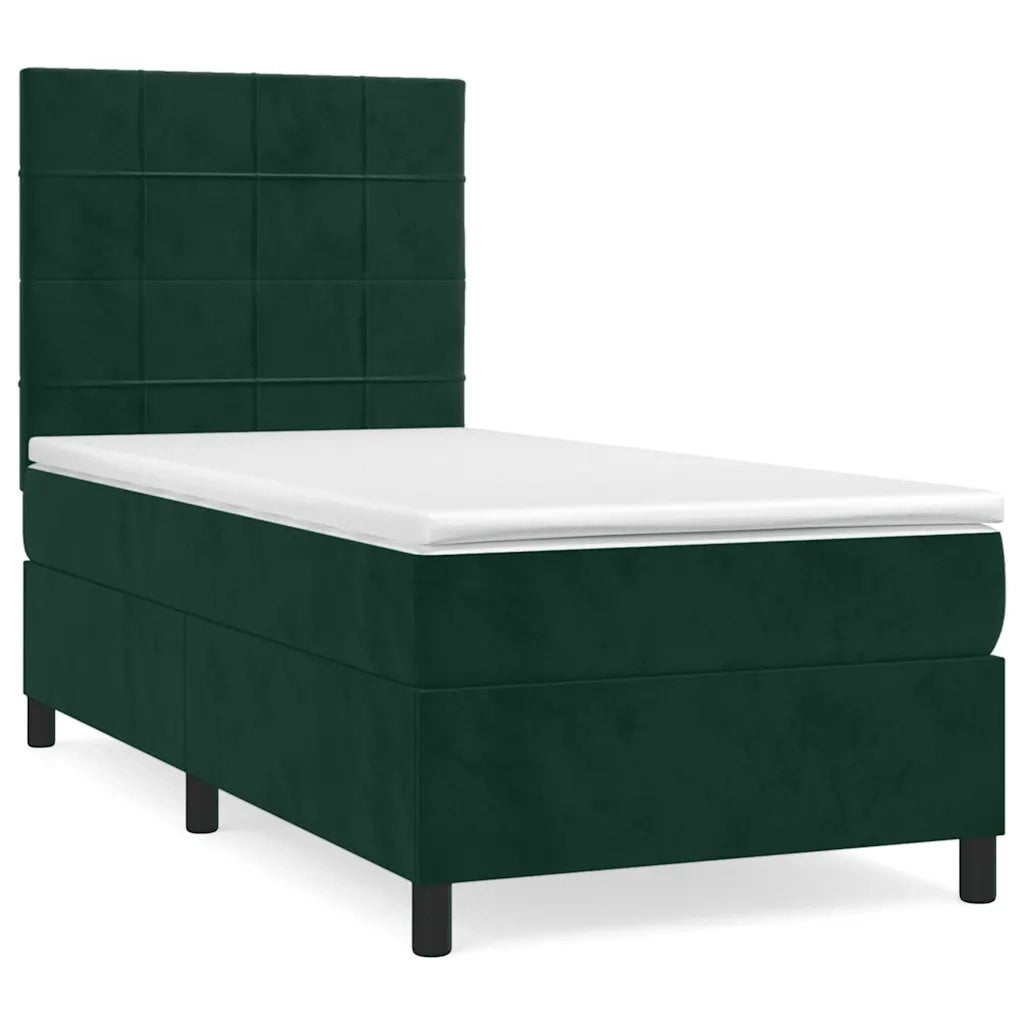 Giroletto a Molle con Materasso Verde Scuro 90x190 cm Velluto 3142998