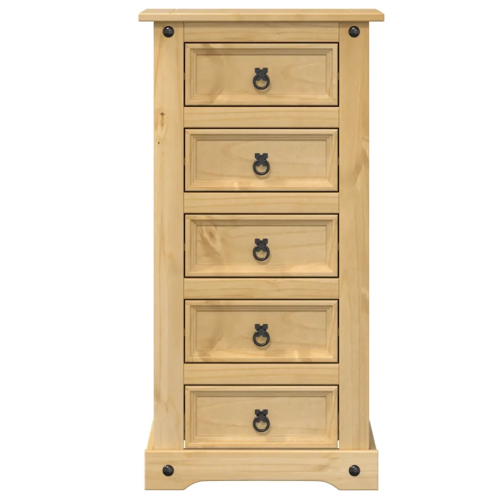 Comodino | Armadio da Notte | Mobiletto da notte Corona 53x39x103 cm in Legno Massello di Pino