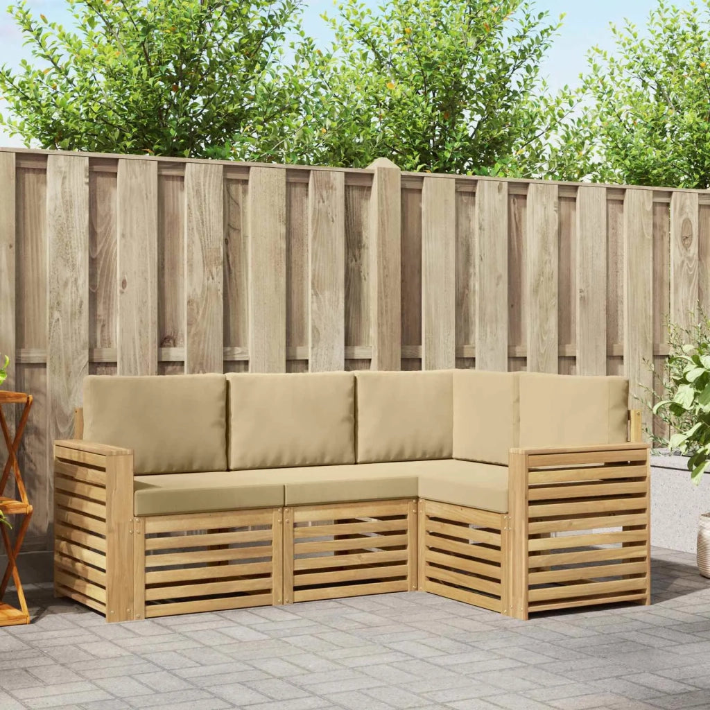 Set divani 4 pcs Bianco e Beige 191 x 132,5 x 73 cm Poliestere 3391763