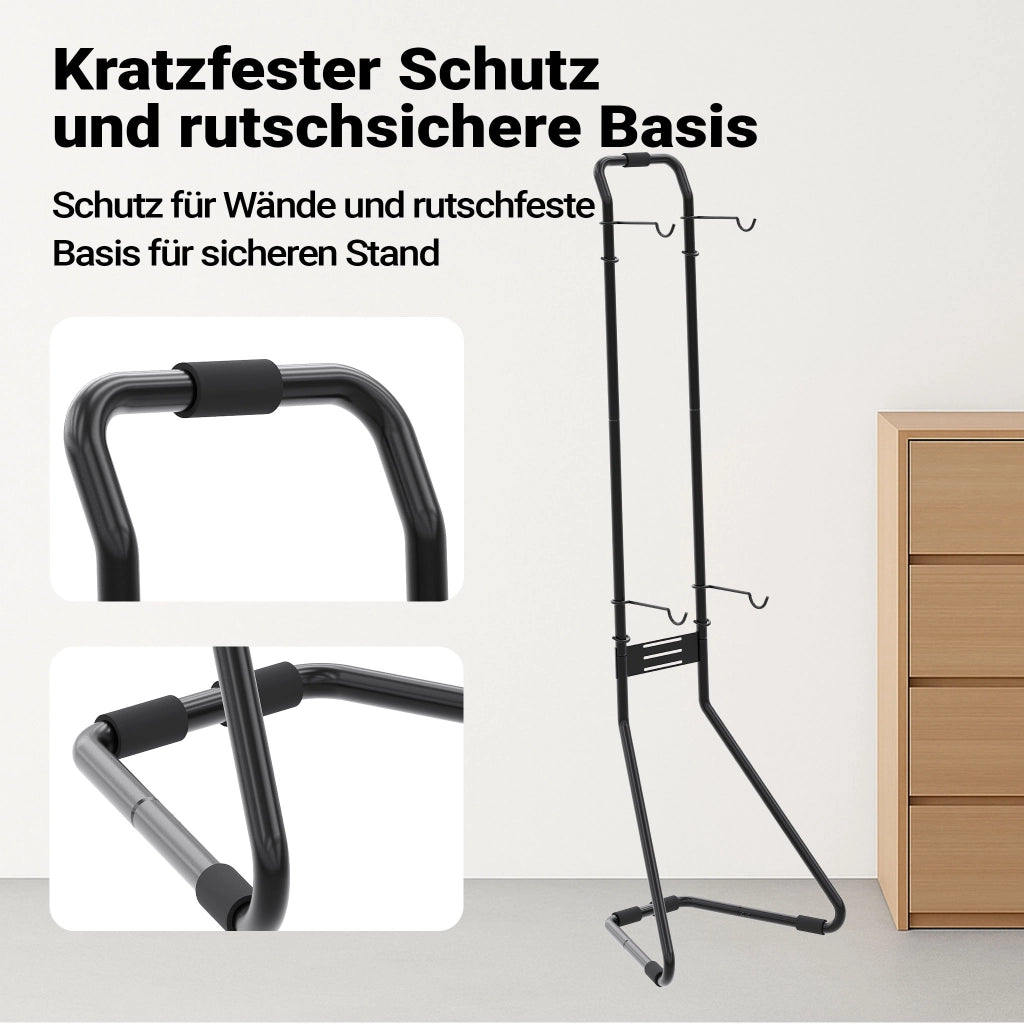 Portabici universale per 2 biciclette 66,5 x 55,8 x 219 cm, portabiciclette autoportante, supporto bici regolabile in altezza
