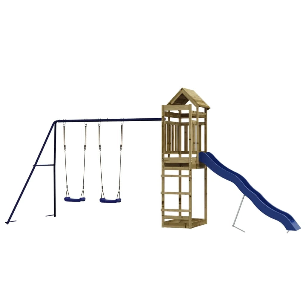 Area giochi all'aperto con altalene scivolo e robuste strutture per arrampicarsi  giochi da giardino 492 x 185 x 238 cm legno di pino impregnato 02_0004749