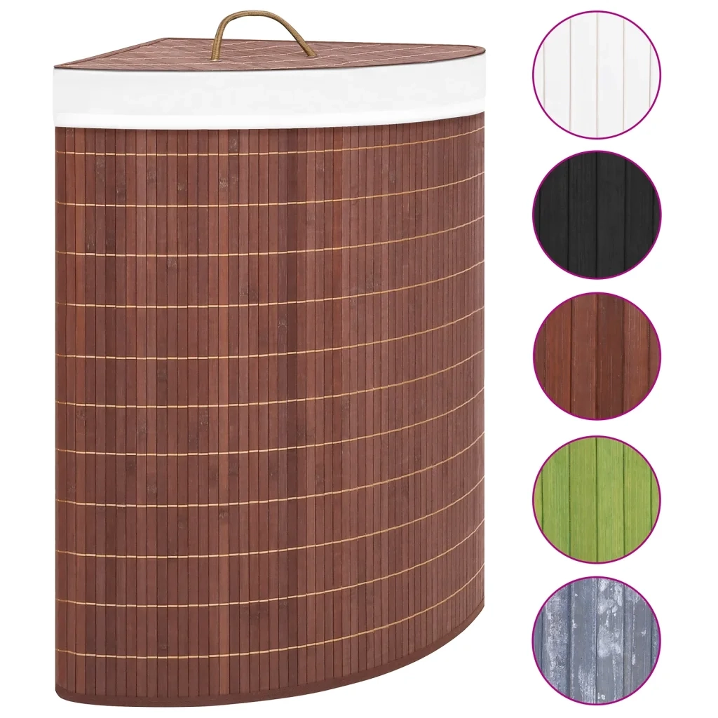 Cesto Portabiancheria Angolare in Bambù Marrone 60 L 320760