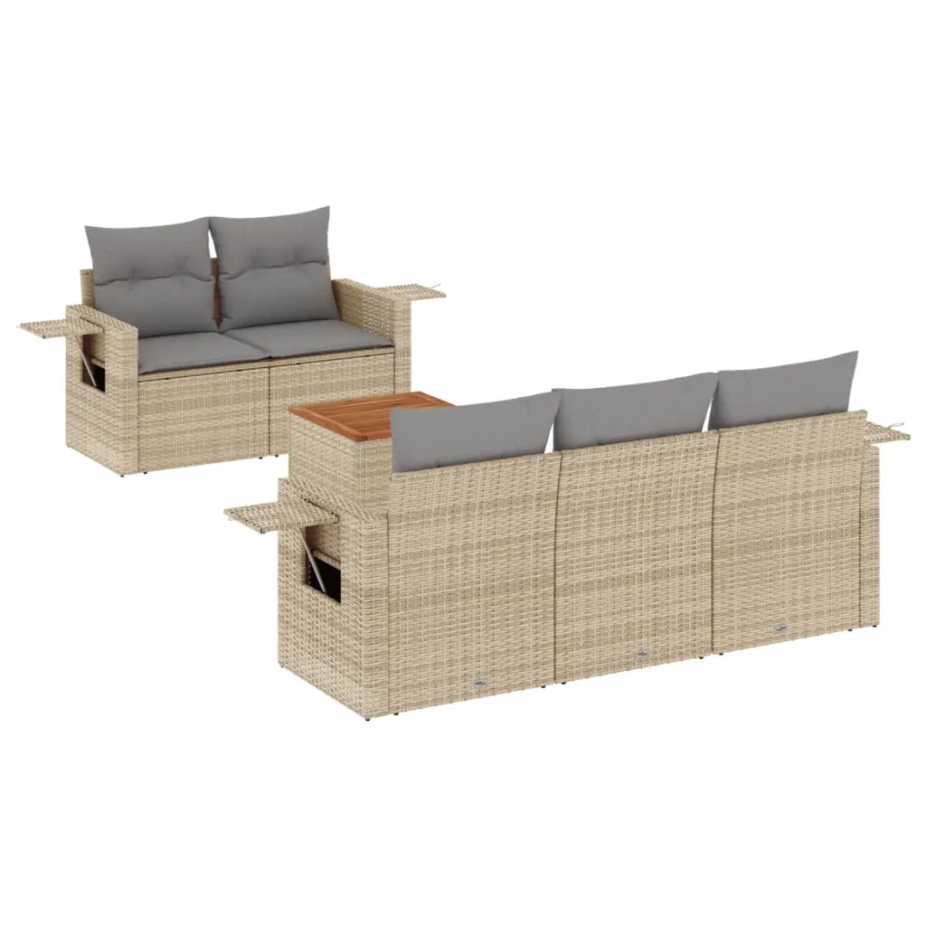 Set Divano da Giardino 6 pz con Cuscini Beige Misto Polyrattancod mxl 112297