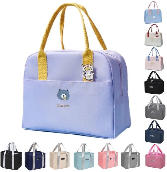 Borsa da picnic, borsa da pranzo riutilizzabile, borsa da pranzo impermeabile, borsa da pranzo pieghevole per donne, uomini, bambini e studenti, viaggi, picnic, scuola (blu scuro)