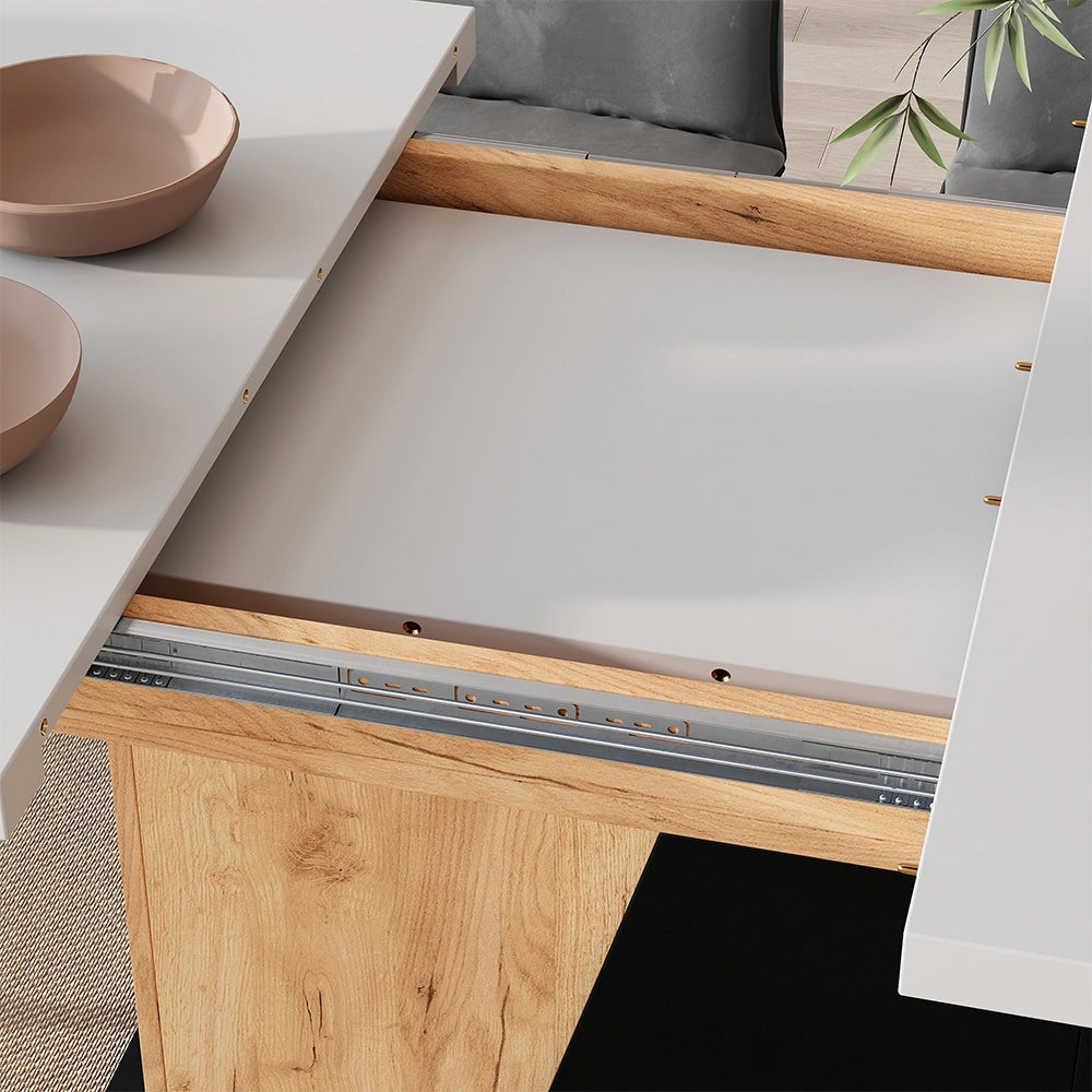Vicco Tavolo da pranzo Estensibile Rovere bianco/nero/Goldkraft 120/160 x 80 cm Estensibile