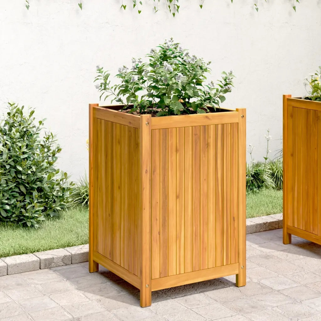 Fioriera Giardino con Rivestimento 50x50x75 cm Massello Acacia 366444