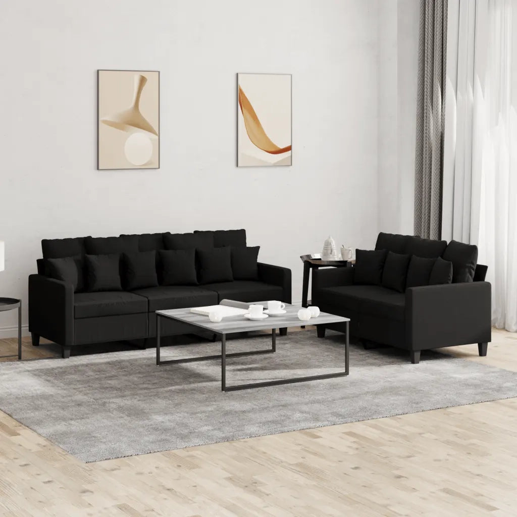 Set di Divani 2 pz con Cuscini Nero in Tessutocod mxl 83666
