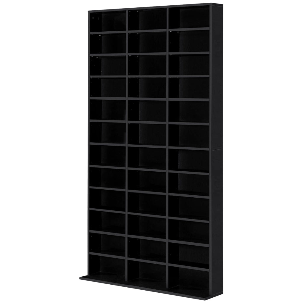Libreria per CD e DVD, scaffale con 36 scomparti regolabili ¨C Minimal ¨C 102x23.5x195 cm, nero