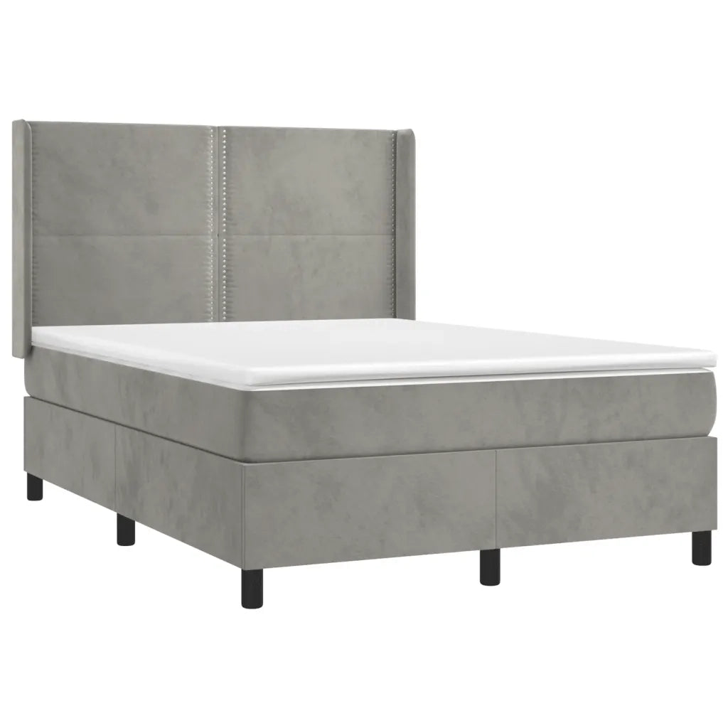 Giroletto a Molle con Materasso Grigio Chiaro 140x200cm Vellutocod mxl 74716