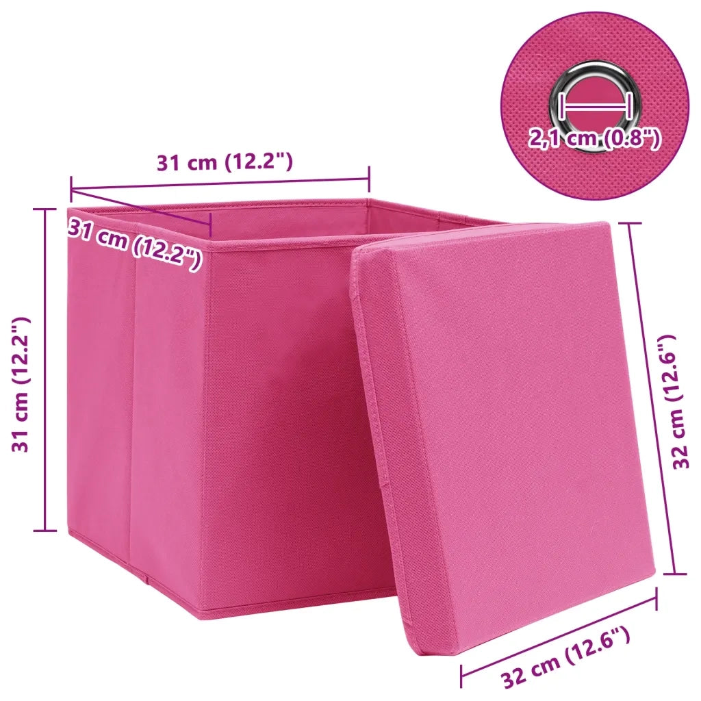 Scatole con Coperchi 10 pz Rosa 32x32x32 cm in Tessuto cod mxl 40568