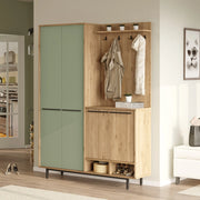 Tignale, Mobile da Ingresso Appendiabiti, 147x36x196h cm Verde Salvia