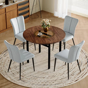 Tavolo da pranzo rotondo con piano in MDF effetto legno e inserto in vetro, per 2-4 persone, 100 cm