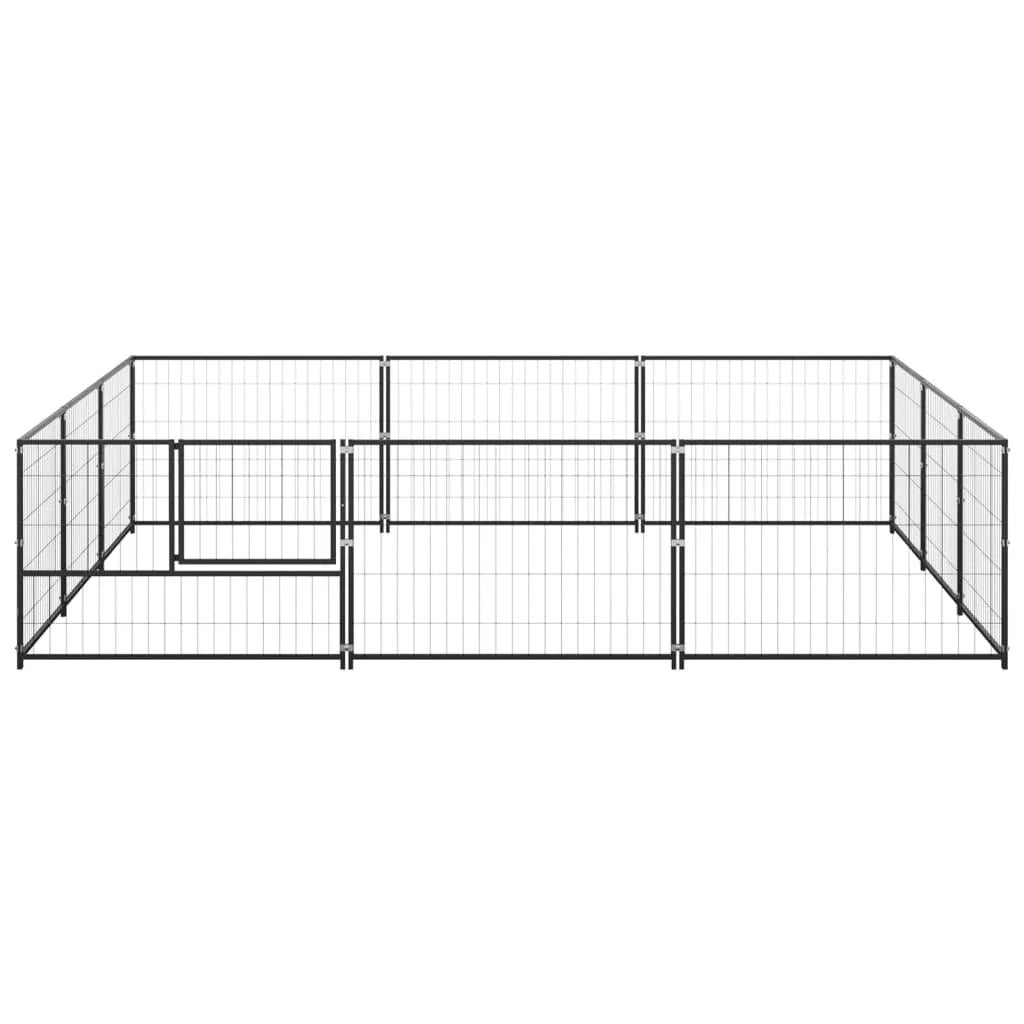 Recinto per animali da esterno per cani recinto per animali nero 9 m² acciaio 02_0000563