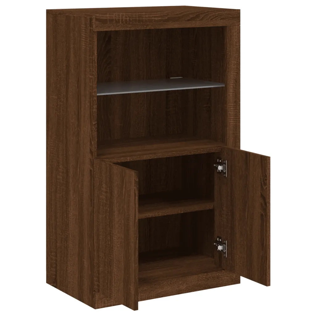 Armadietto con Luci LED Rovere Marrone in Legno Multistrato 836629