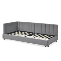 Letto bambino 90x200cm?- Xylo - velluto testiera alta grigio