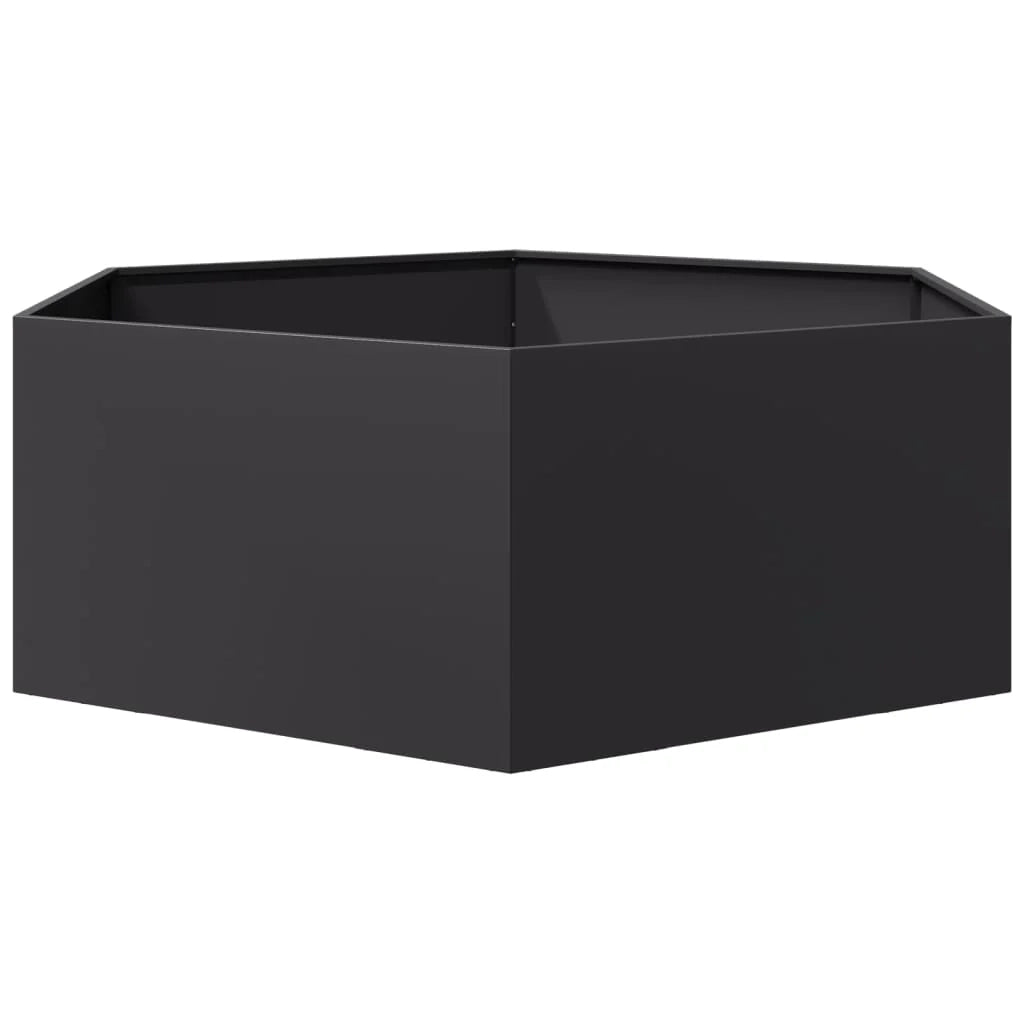 Fioriera/aiuola esagonale per piante fiori patio o giardino 138 x 120 x 45 cm acciaio nero 02_0038638