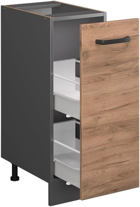 Armadio cucina dispensa alto R-Line, Quercia dorata, 30 cm J-Shape, PL Rovere, per la libera combinazione all'interno di sistemi cucina modulari