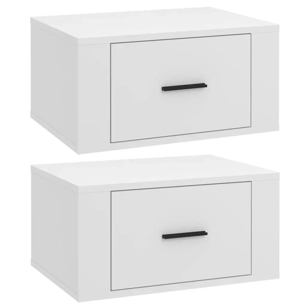 Set di 2 Comodini | Armadio da Notte | Mobiletto da notte a Parete Bianchi 50x36x25 cm