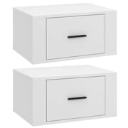 Set di 2 Comodini | Armadio da Notte | Mobiletto da notte a Parete Bianchi 50x36x25 cm