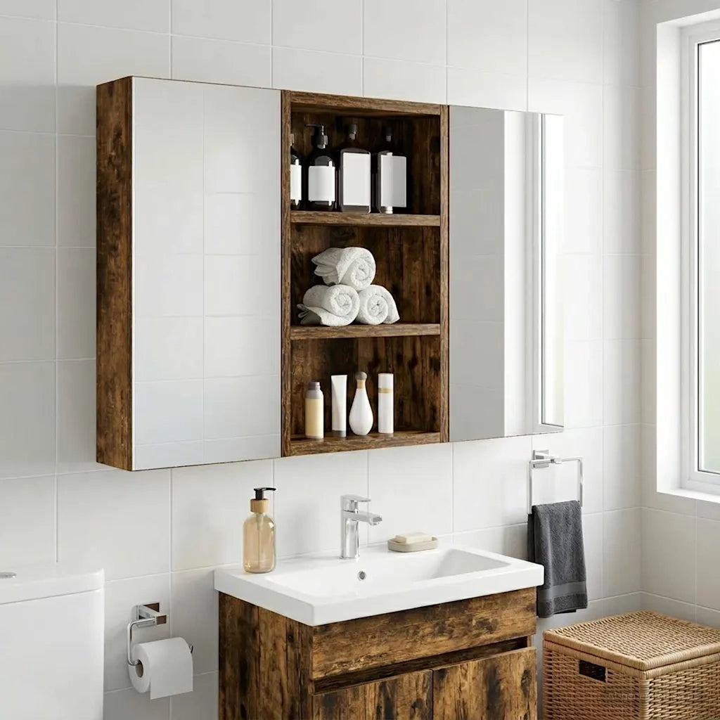 Armadio da bagno a muro Quercia Affumicata 30 x 10 x 50 cm