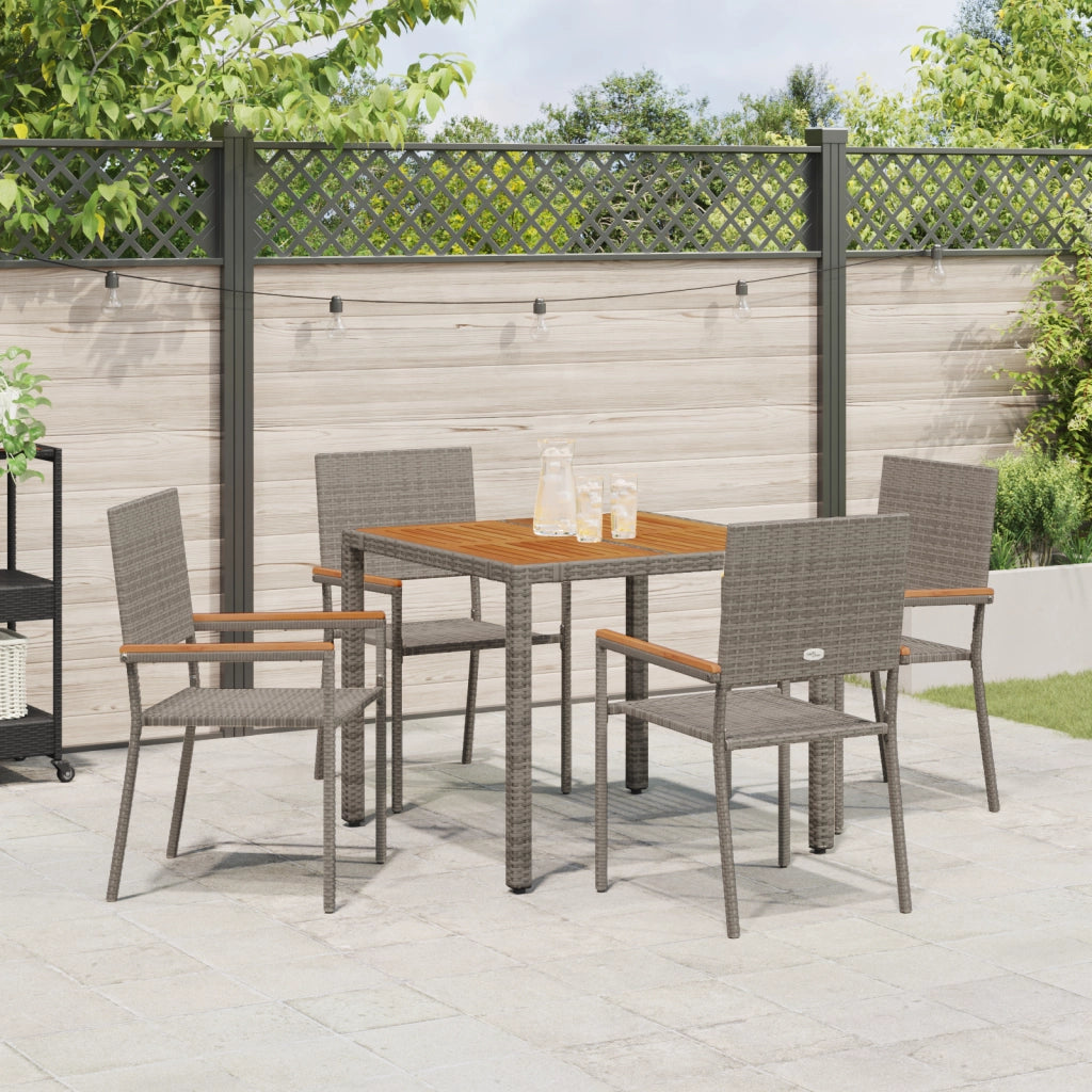 Set da pranzo da giardino  5 pezzi Grigio Polyrattan