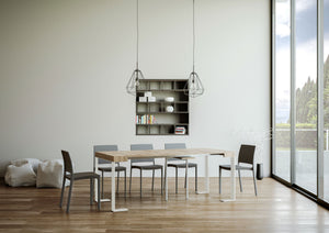 Consolle Allungabile 90-300x40x77 cm Tecno Quercia Natura telaio Bianco