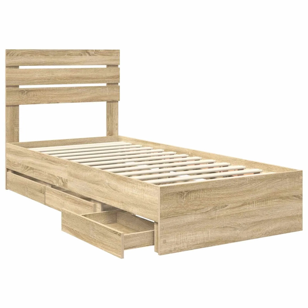 Struttura del letto con cassetto Rovere Sonoma 75 x 190 cm 3411540