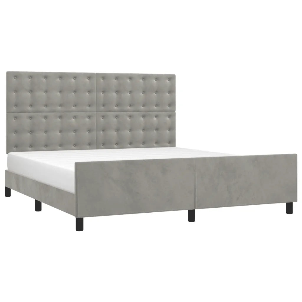 Giroletto senza Materasso Grigio Chiaro 160x200 cm Velluto