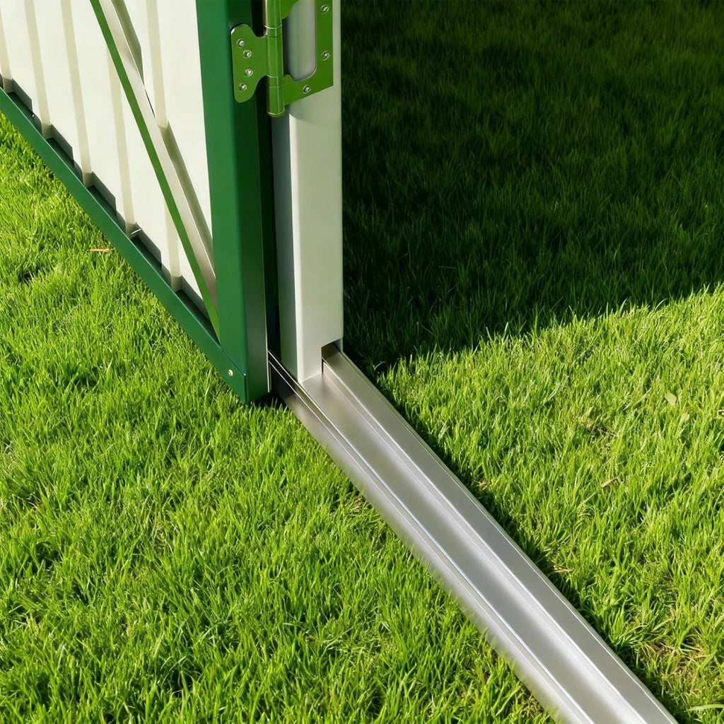 Casetta per attrezzi in metallo,Capanno per Attrezzi da Giardino in Metallo con Ripiani Regolabili, Tetto Inclinato, Prese d'Aria,per Prato, Patio e Cortile180x162x95 CM,Verde