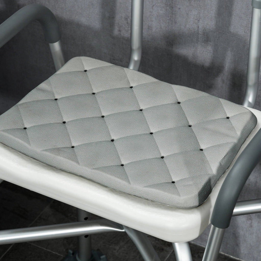 Sedia Doccia ad Altezza Regolabile con Braccioli e Cuscino Rimovibile  53,5x52x80-90 cm  Bianca