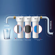 Naturewater Filtro dell'acqua a 3 livelli NW-BR10B4, con cartucce filtranti da 254 mm, attacco tubo 32,89 mm