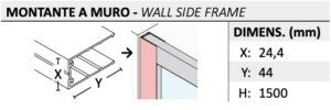 Box Sopravasca con 2 Ante Pieghevoli in Vetro trasparente Telaio alluminio Cromato - Misura: 78-80 x H 150 cm - dx
