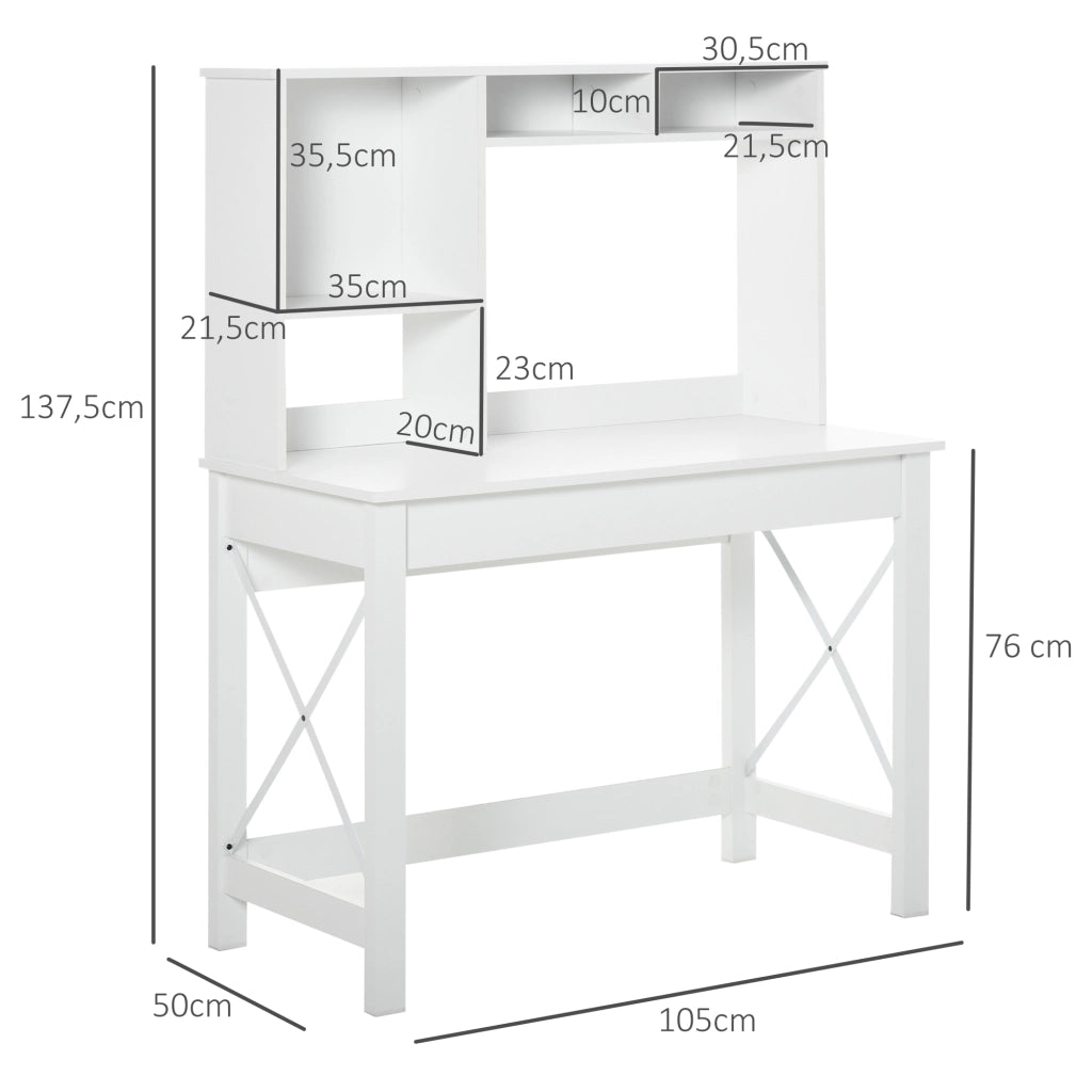 Scrivania con libreria ¨C zephmum ¨C bianco 105x50x137.5 cm