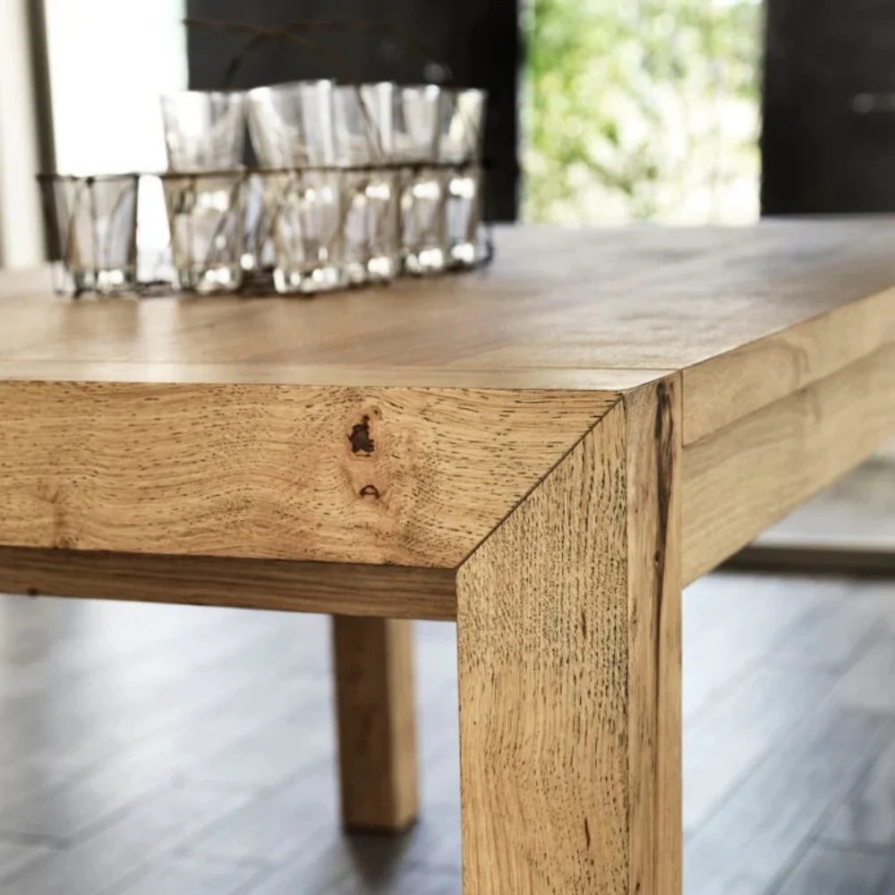 Tavolo da pranzo allungabile in legno impiallacciato rovere naturale Hunter 160-240x90 cm fino a 12 posti Made in Italy | Duzzle