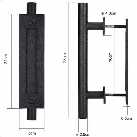 Maniglia per porta scorrevole in stile Loft Retro, con finitura Premium nero opaco.