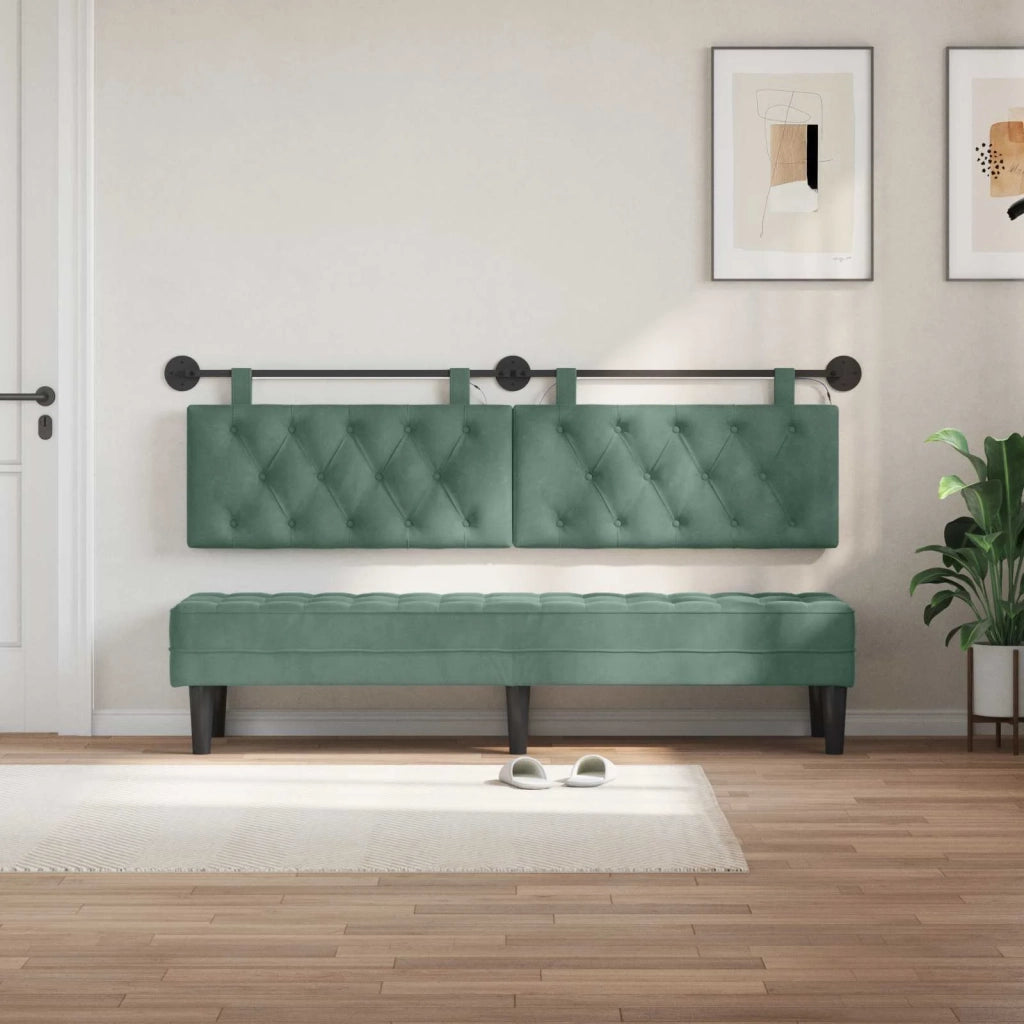 Testiera sospesa Con luce LED Verde Mare Velluto