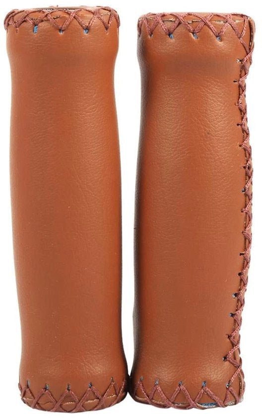 Manubri Ergonomici per Bicicletta con Manici in Pelle - Antiscivolo - Comfortevoli - Confezione Riciclabile - Diametro 3,3 cm - Manubri per Bicicletta