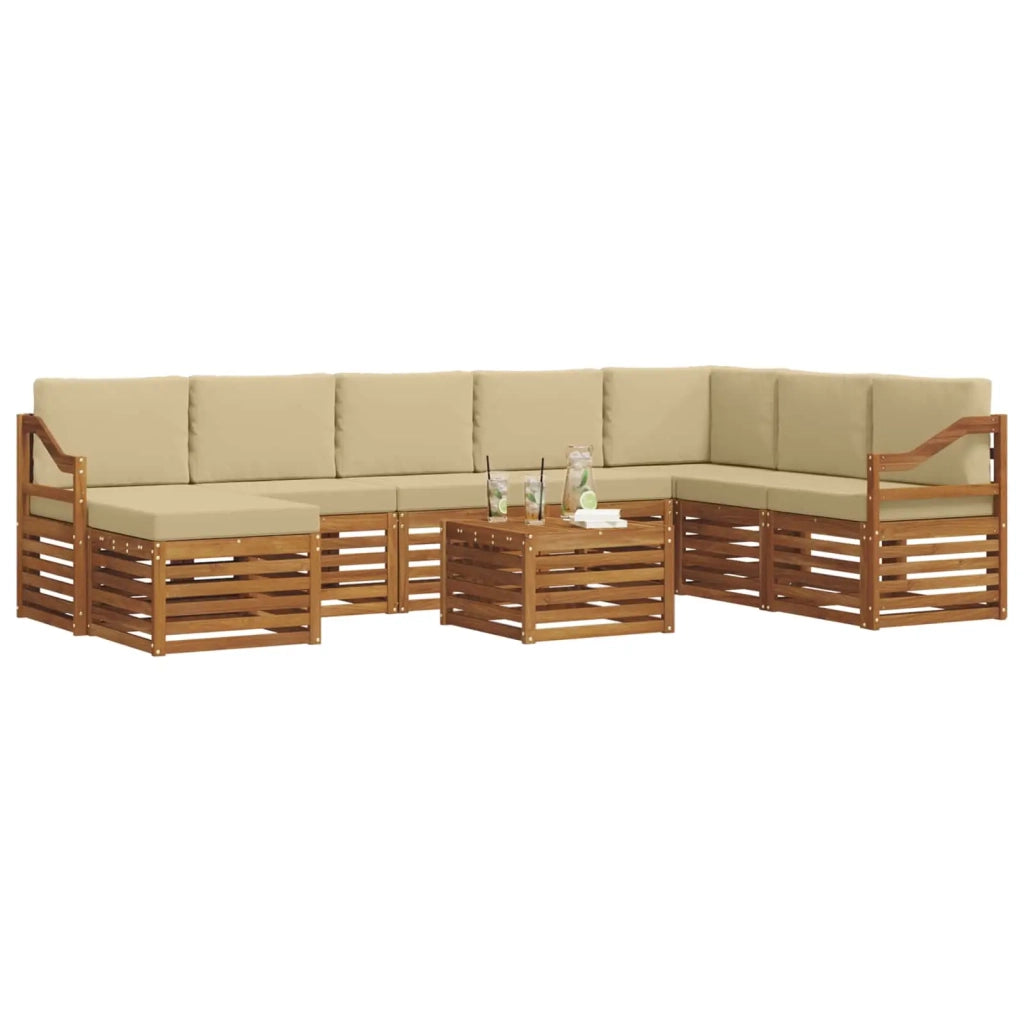 Set divano sezionale con cuscino 9 pcs Naturale e Beige 3375348
