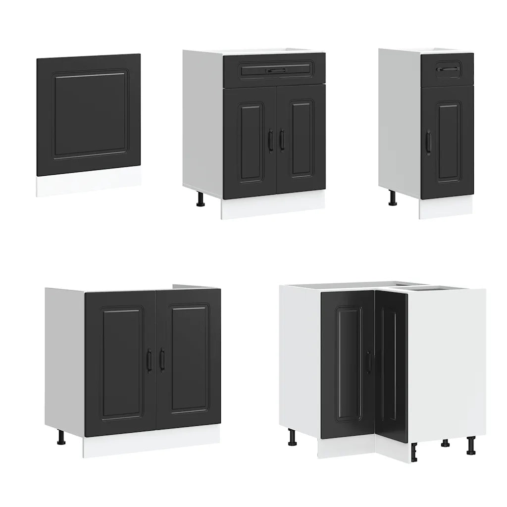 Set Mobili da Cucina 11 pz Kalmar Neri Legno Multistrato 3314882