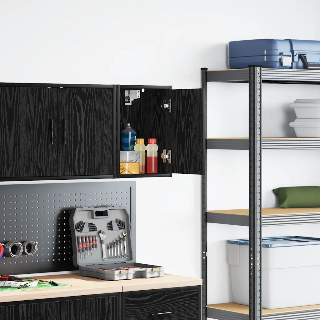 vidaXL Pensile per Garage Nero in Legno Multistrato